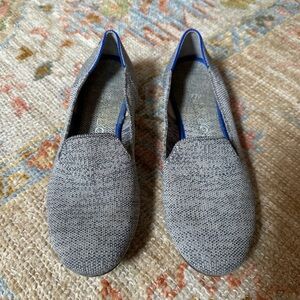 Rothy’s The Loafer Grey with Blue & White Stripe Slip-On Shoes Size 7.5